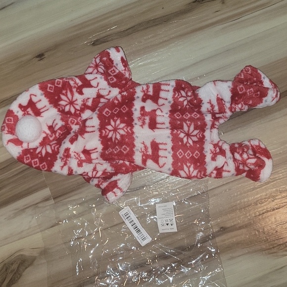 Red & White Furry Dog 🐕 Romper - Picture 1 of 10